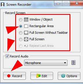 rectangular area for record imo video call